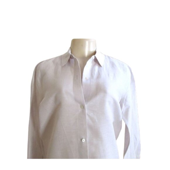 Vintage J. Crew Linen Blend Light Beige Tunic Style Button Down Shirt, XS - Picture 2 of 7